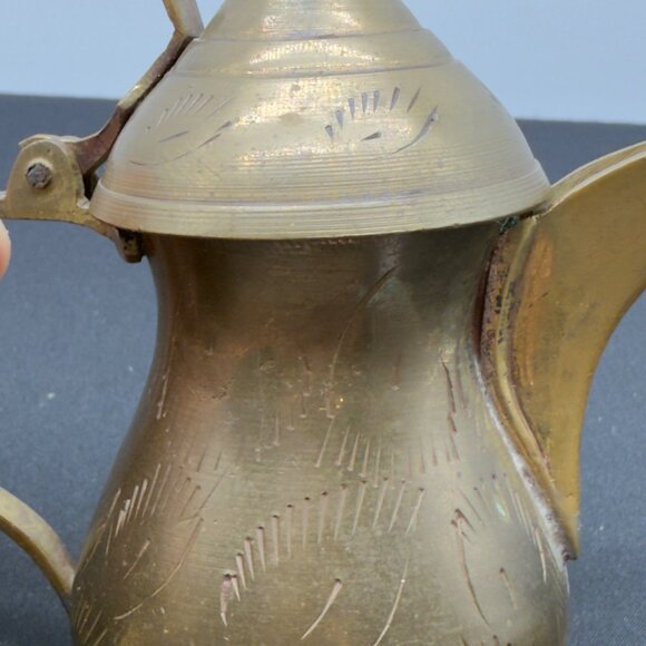 Vintage Brass Middle Eastern Dallah Coffee Pot Arabic Jar Old Mini Small - Picture 7 of 11